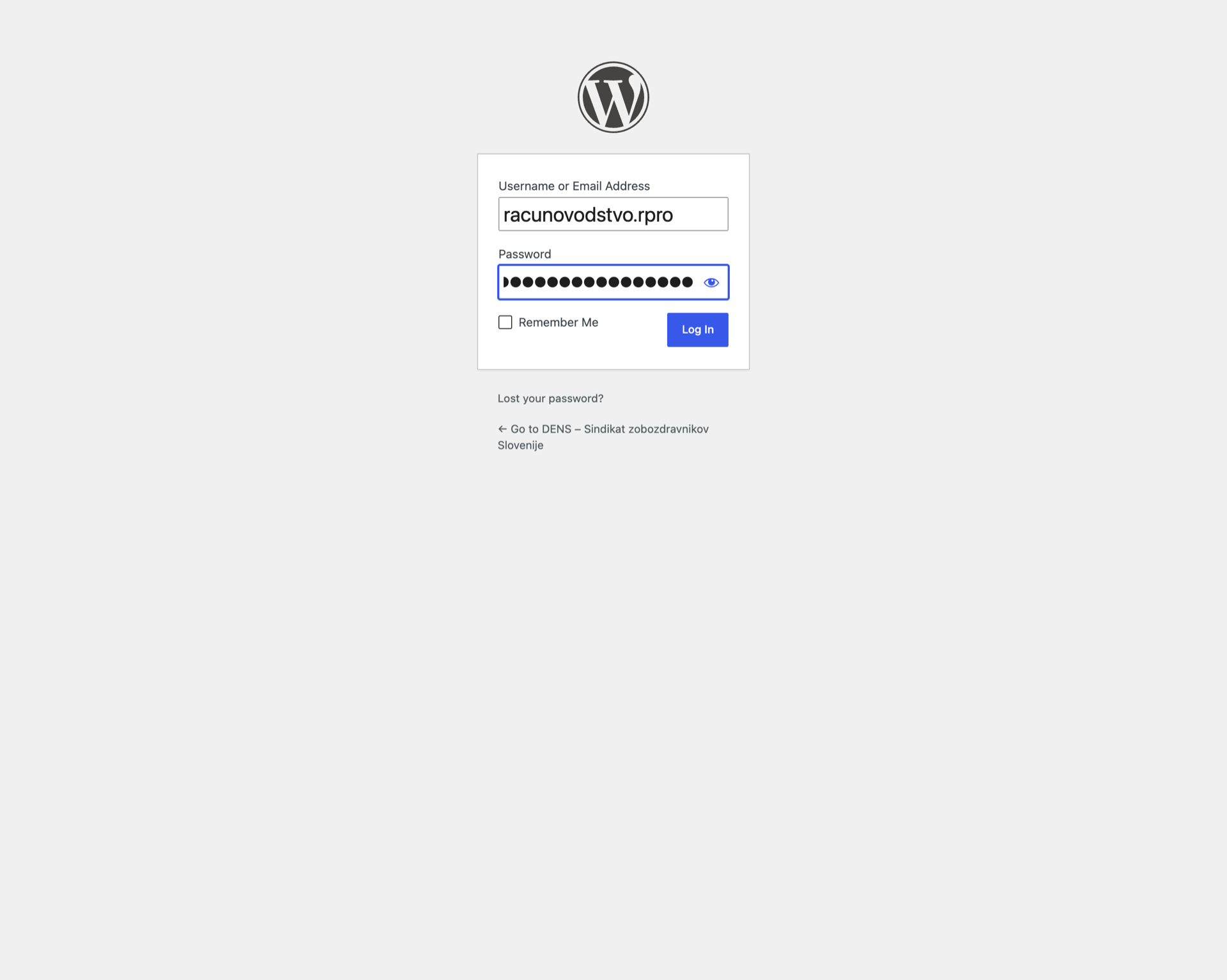 Prijava v WordPress