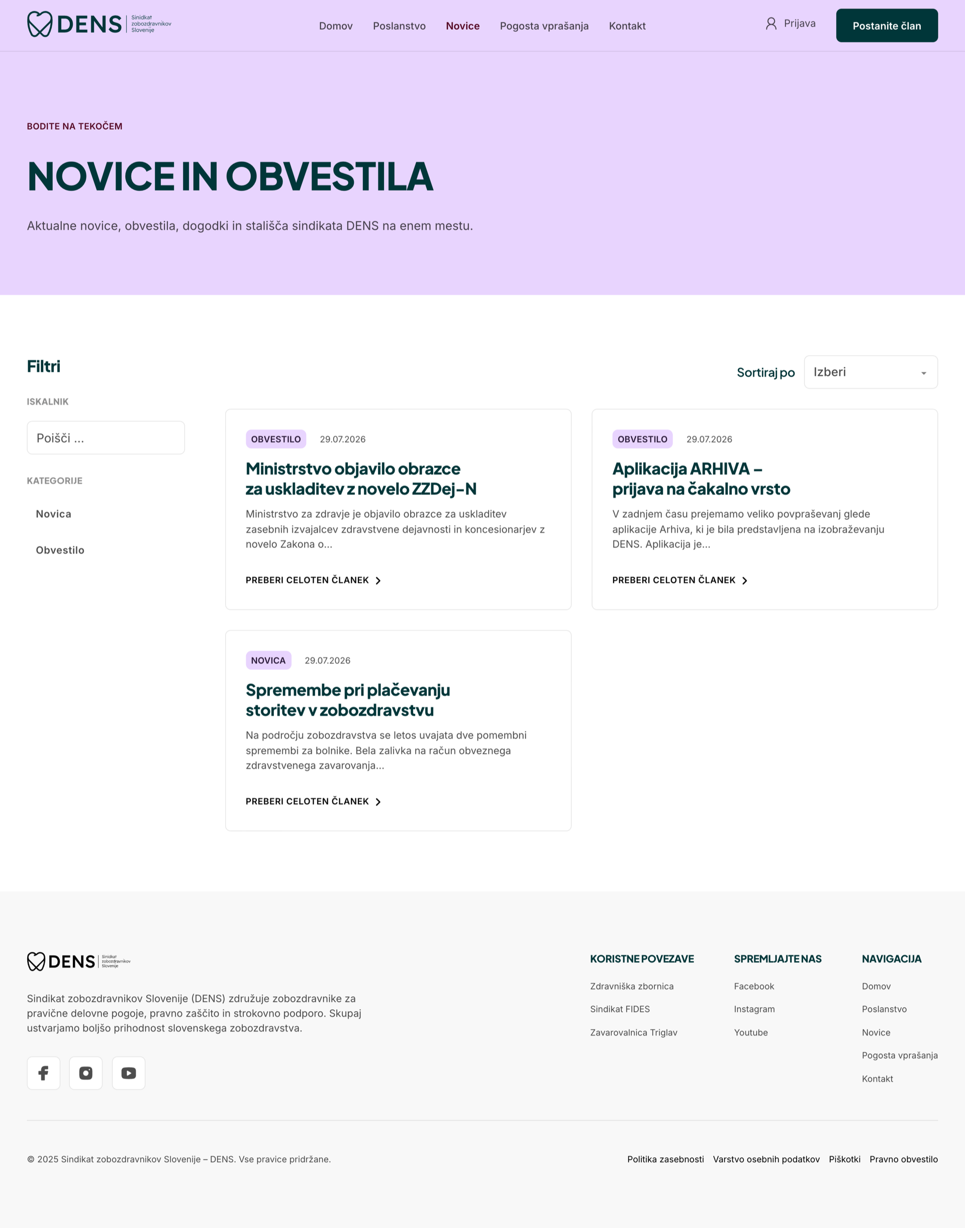 Seznam novic in obvestil